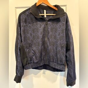 Athleta Track Bomber Jacket - size medium black and blue